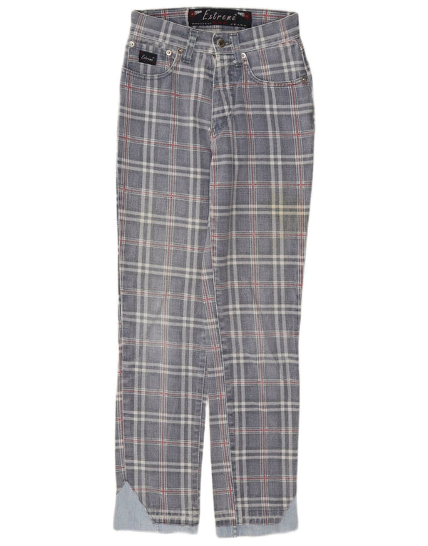 Extreme Jeans Fuselé Femme W26 L29 Bleu Carreaux Coton
