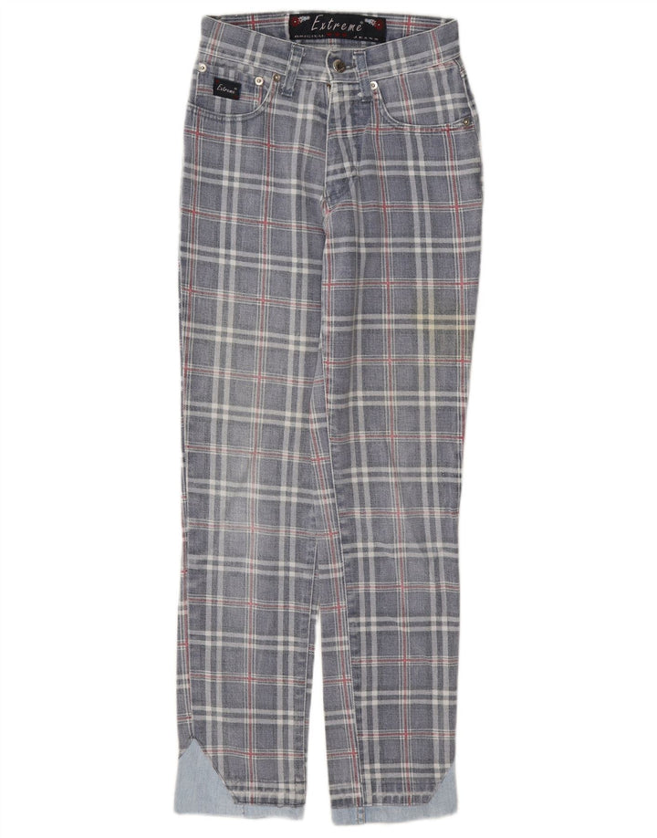 Extreme Jeans Fuselé Femme W26 L29 Bleu Carreaux Coton