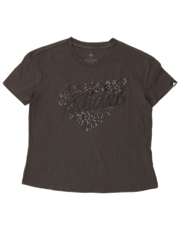 Adidas T-shirt graphique pour femme UK 8/10 Petit gris coton