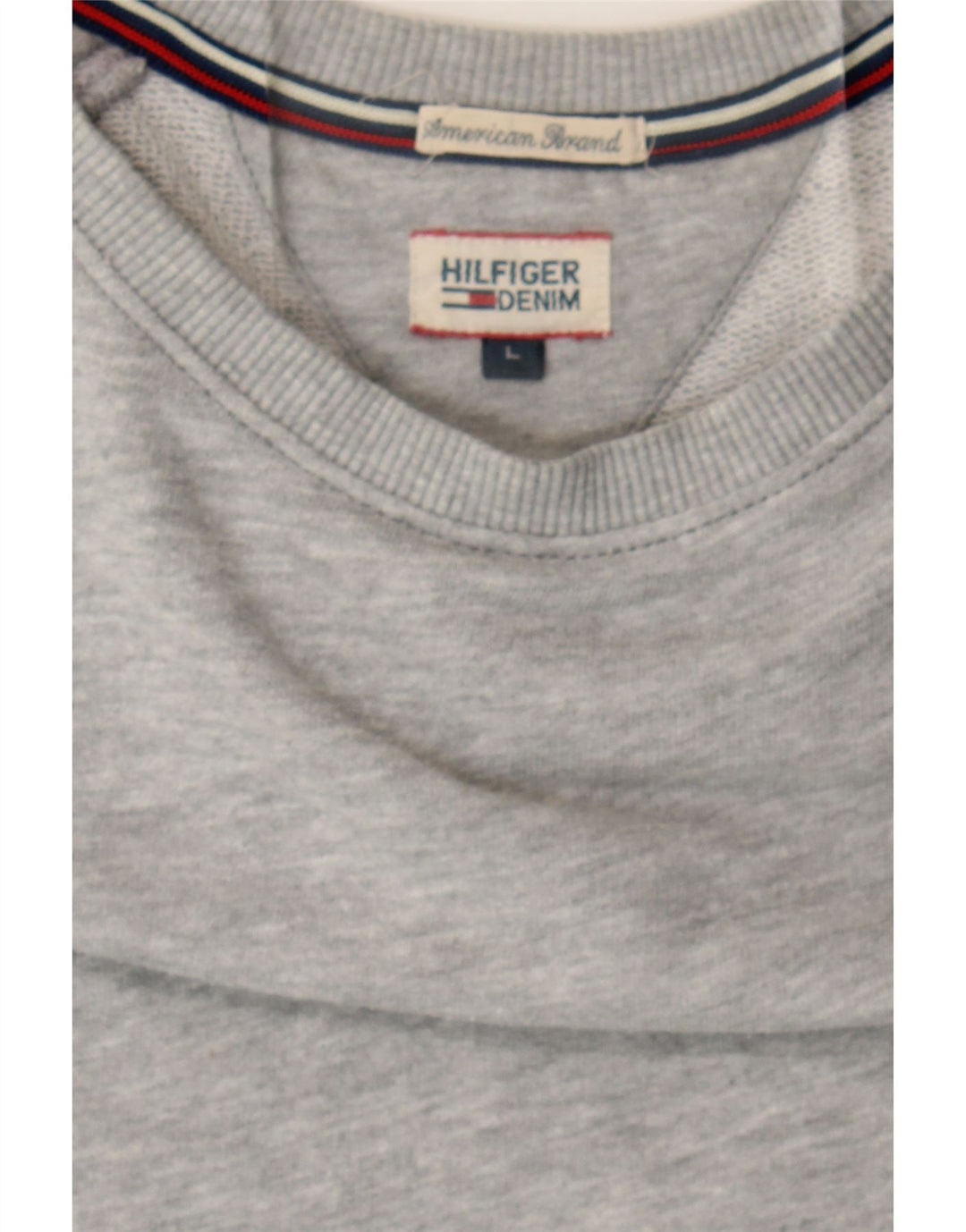 TOMMY HILFIGER Womens Sweatshirt Jumper UK 16 Large Grey Cotton Vintage Tommy Hilfiger and Second-Hand Tommy Hilfiger from Messina Hembry 