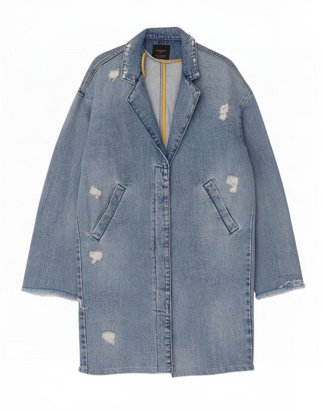 Zara Womens Trafaluc Distressed Denim Manteau UK 14 Bleu Moyen