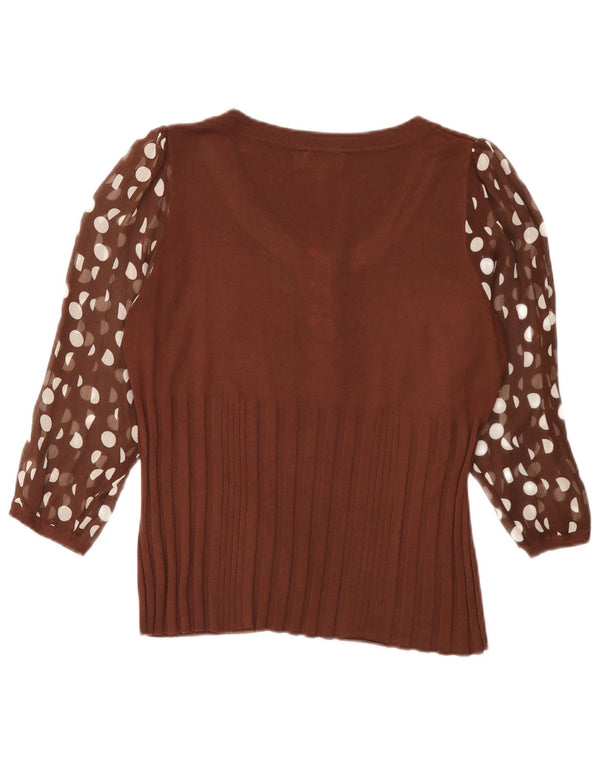 Cherie Chemisier à manches 3/4 pour femme UK 18 XL Marron à pois Viscose