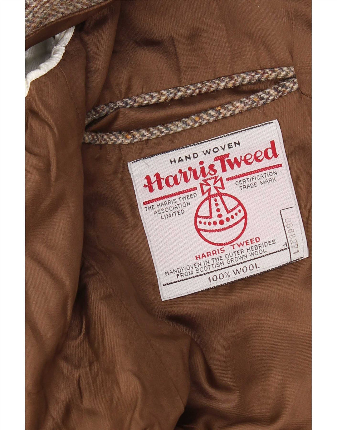 Harris Tweed Veste blazer à 2 boutons pour homme UK 42 XL en laine à chevrons marron