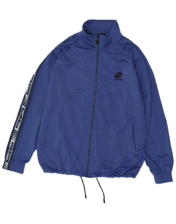 LOTTO Mens Graphic Tracksuit Top Jacket Large Blue Polyester