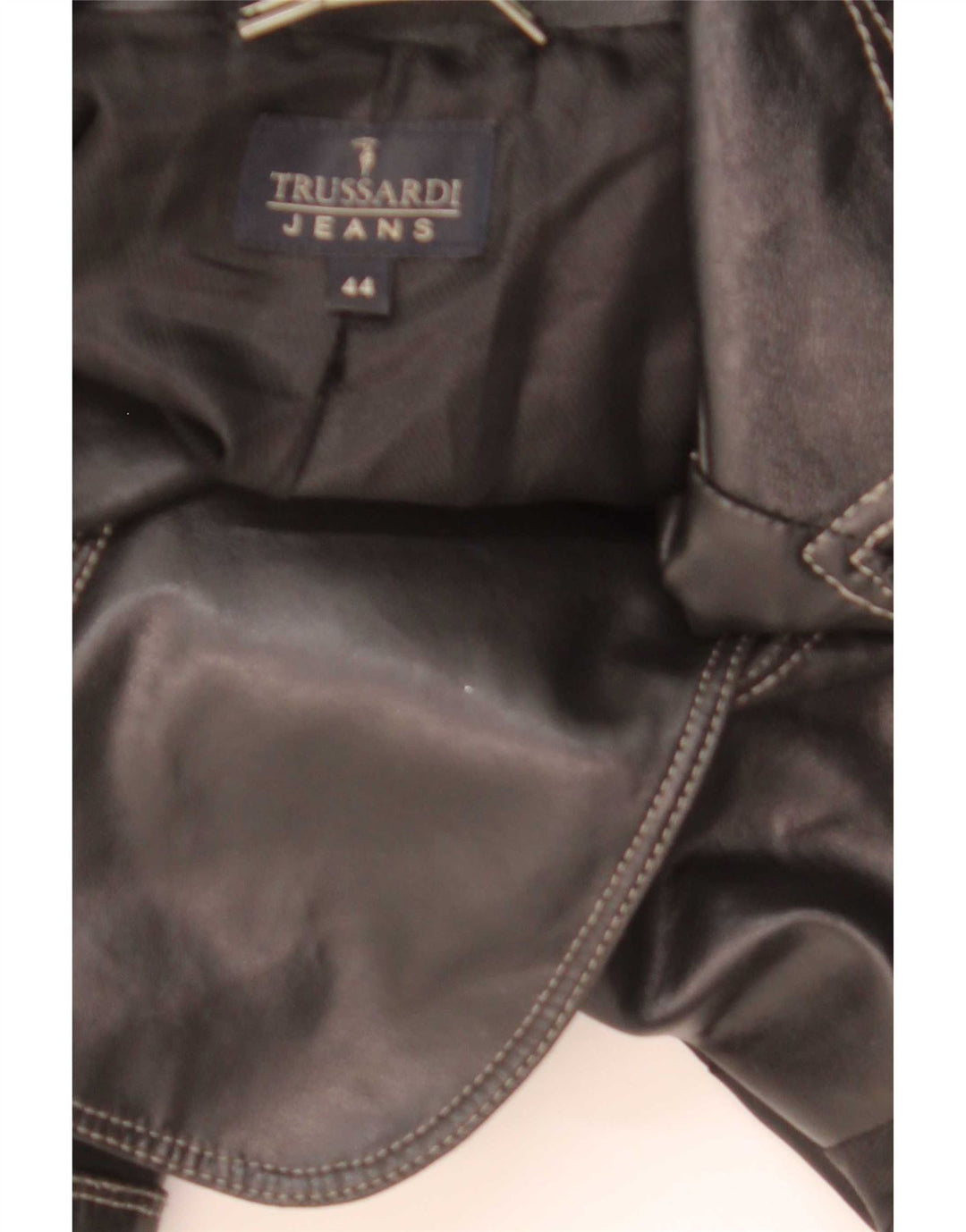 Trussardi Jeans Veste blazer en cuir à 2 boutons pour femme UK 44 Noir moyen