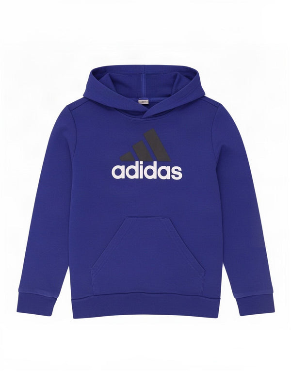 Adidas Pull à capuche graphique pour garçon 9-10 ans Bleu Coton