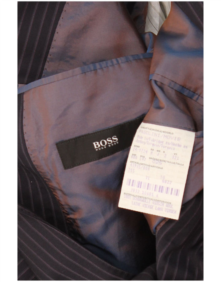 HUGO BOSS Veste blazer à 2 boutons pour homme UK 42 XL Bleu marine à fines rayures