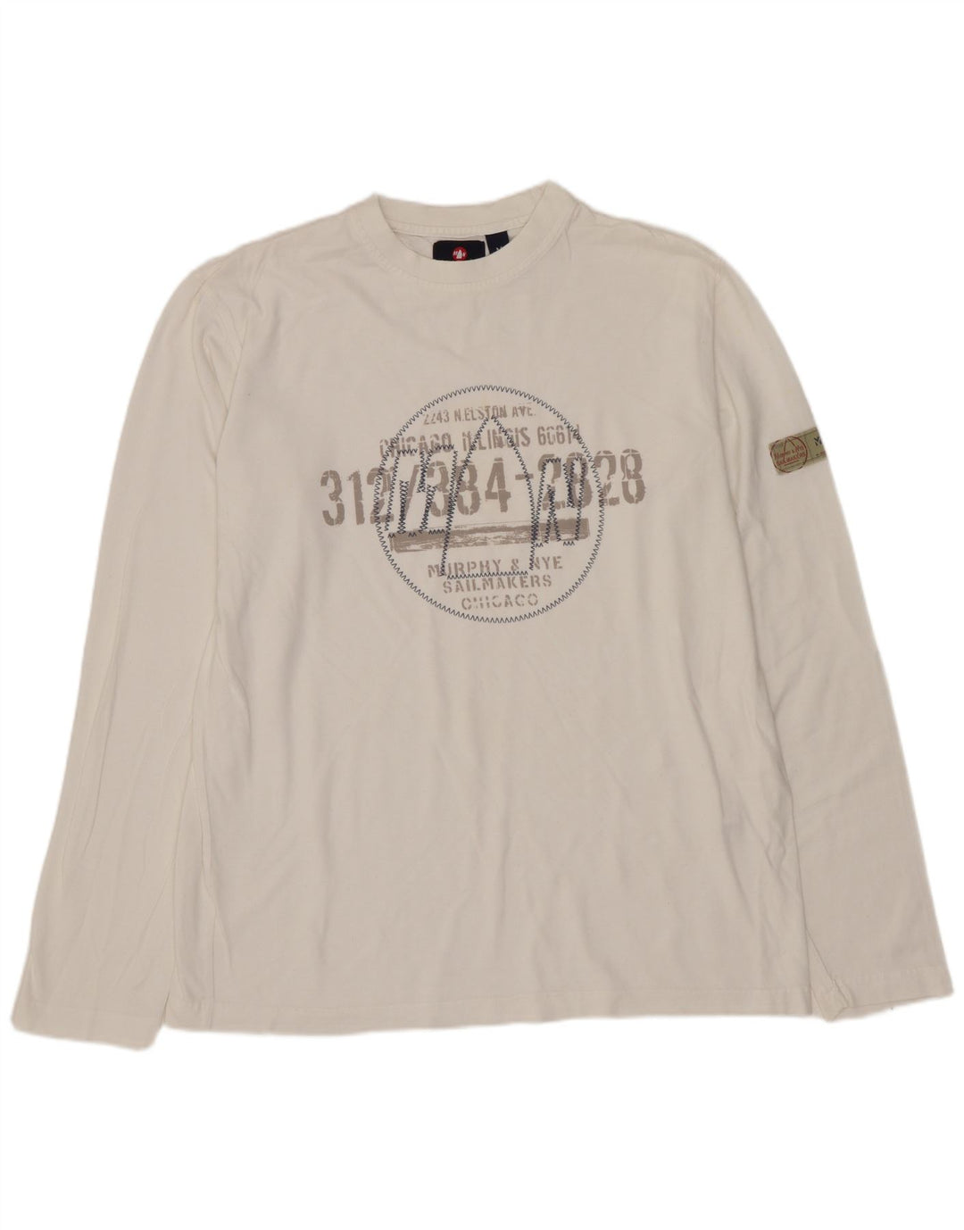 MURPHY & NYE Haut Graphique à Manches Longues Homme Blanc Moyen