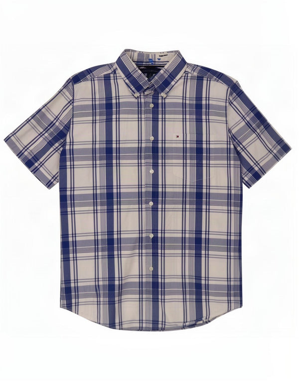 Tommy Hilfiger Chemise à manches courtes homme en coton à carreaux bleu moyen