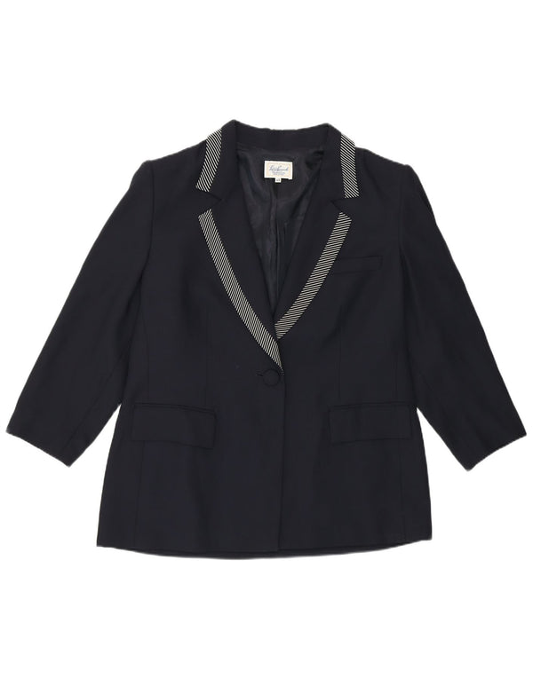 Luisa Spagnoli Veste Blazer 1 Bouton Femme IT 48 XL Bleu Marine Acétate