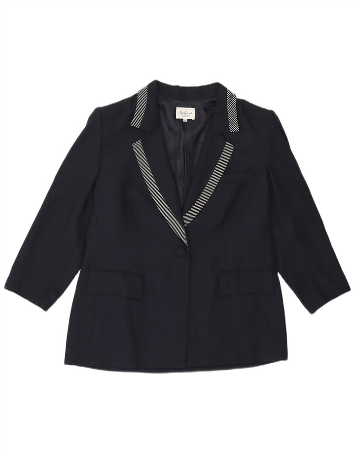 Luisa Spagnoli Veste Blazer 1 Bouton Femme IT 48 XL Bleu Marine Acétate