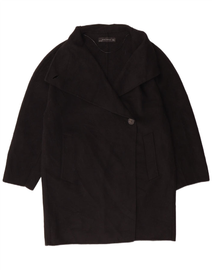 ZARA Manteau Femme UK 16 Large Laine Noire