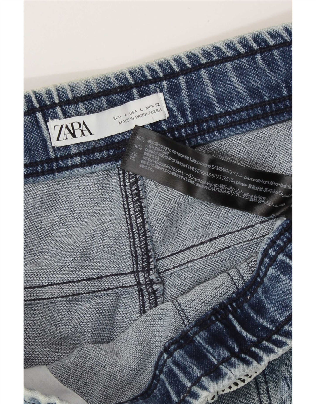 Zara Short en jean pour homme Large W32 Bleu Coton