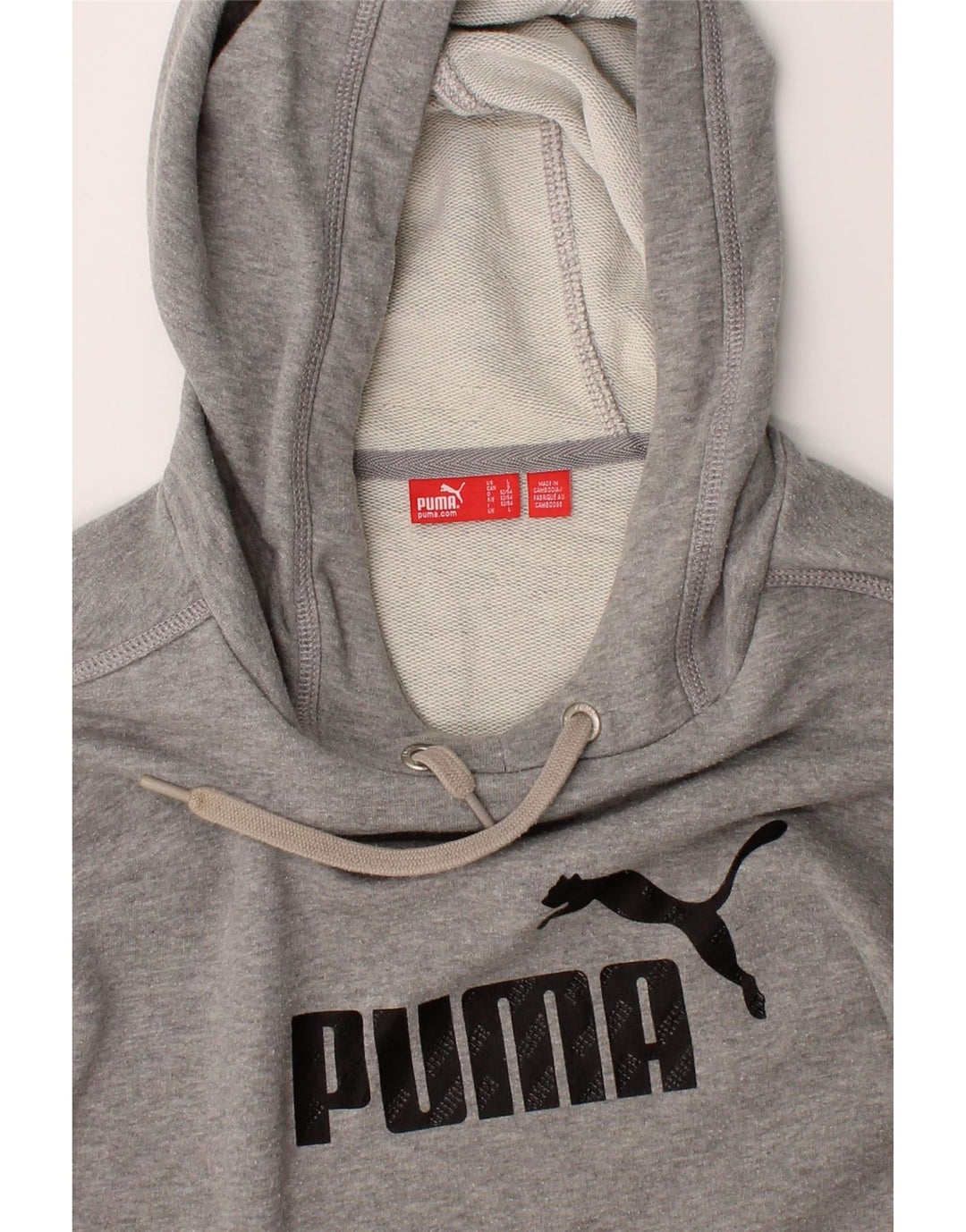 PUMA Mens Graphic Hoodie Jumper Large Grey Cotton Vintage Puma and Second-Hand Puma from Messina Hembry 