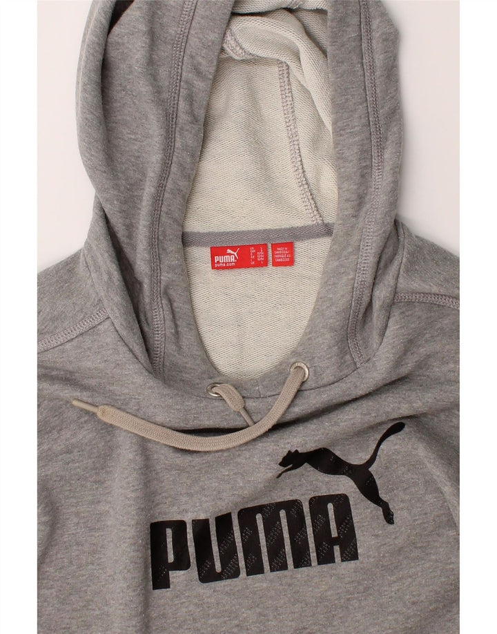 PUMA Mens Graphic Hoodie Jumper Large Grey Cotton Vintage Puma and Second-Hand Puma from Messina Hembry 