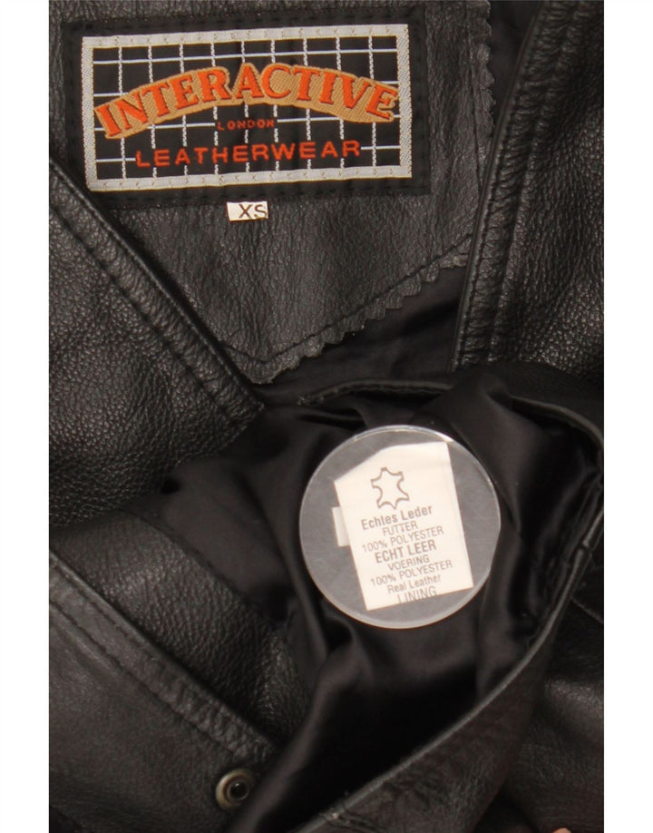 gilet en cuir homme vintage XS cuir noir