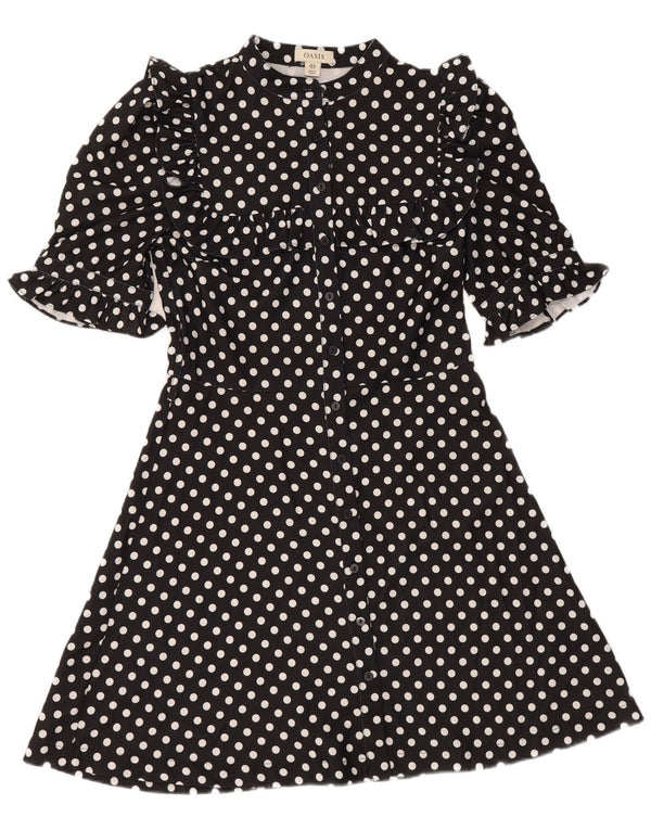 Oasis Robe chemise à manches courtes pour femme UK 10 Petit pois noir
