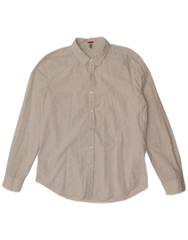 BENETTON Chemise Slim Fit Homme Blanc à Pois