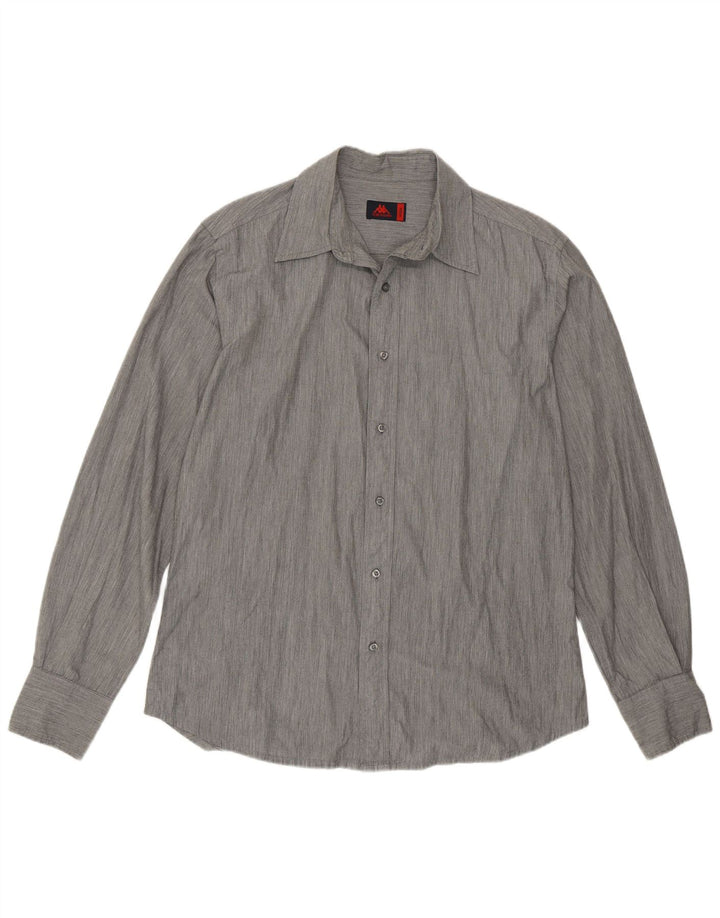 Kappa Chemise Homme Gris Moyen En Coton À Fines Rayures