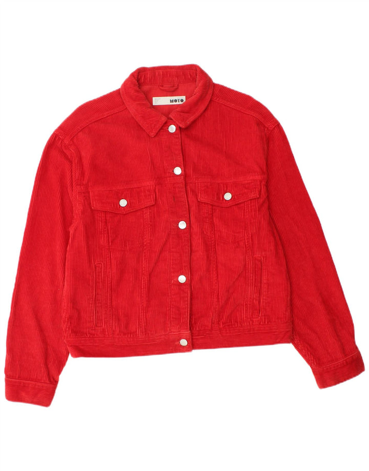 Topshop Veste surdimensionnée en velours côtelé pour femme UK 10 Petit coton rouge