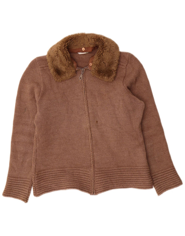 Marks & Spencer Pull Cardigan Femme SUK 14 Laine Marron Moyen