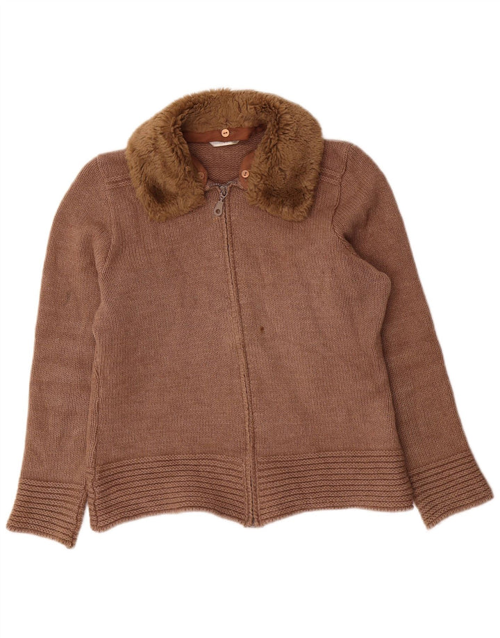 Marks & Spencer Pull Cardigan Femme SUK 14 Laine Marron Moyen