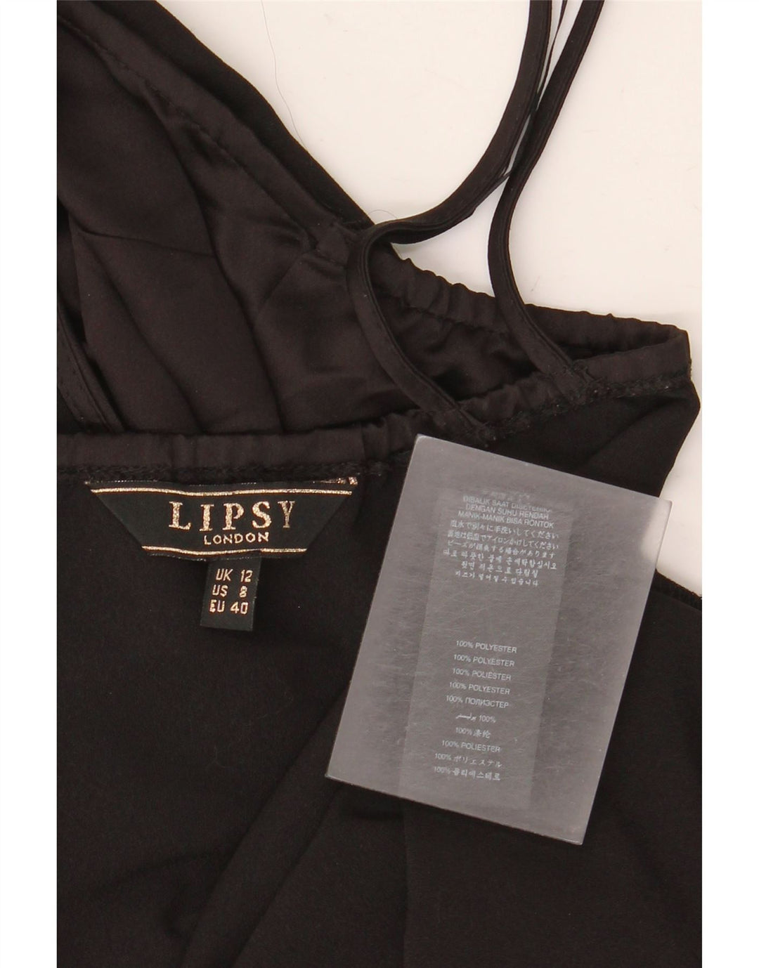 Lipsy Haut court dos nu pour femme UK 42 Medium Noir Polyester