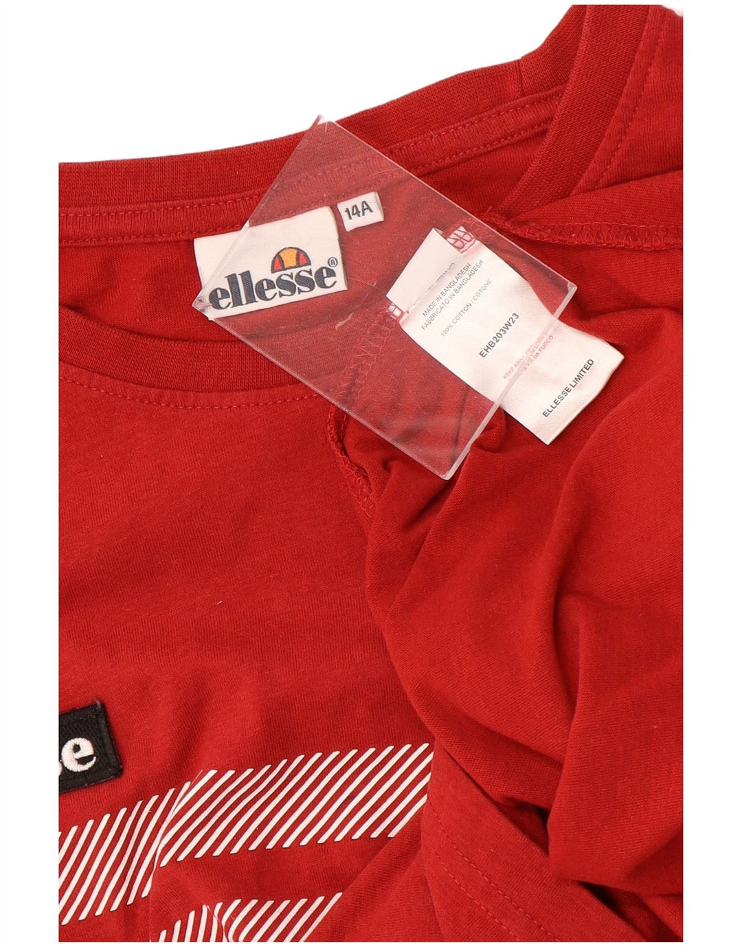 Ellesse Haut à manches longues pour garçon 13-14 ans Rouge Rayé Coton