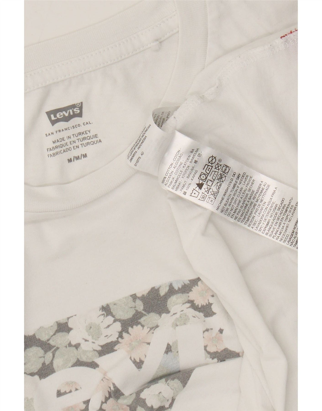 Levi's T-Shirt Graphique Femme UK 12 Coton Blanc Moyen