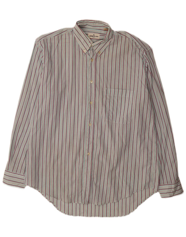 Cerruti 1881 Chemise Homme Taille 40 15 3/4 Coton Rayé Bleu Moyen Classique