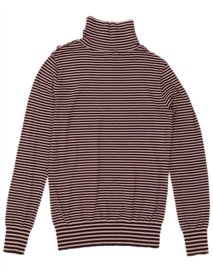 Massimo Dutti Pull à col boutonné pour femme UK 12 Rayé violet moyen