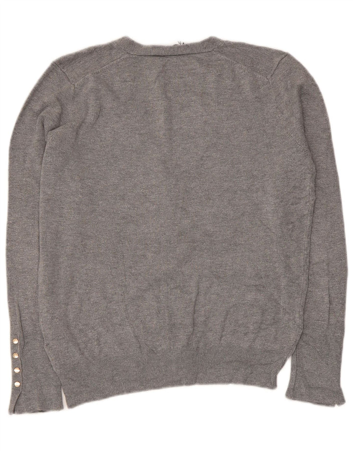 Zara Cardigan Femme Pull UK 14 Large Gris Viscose