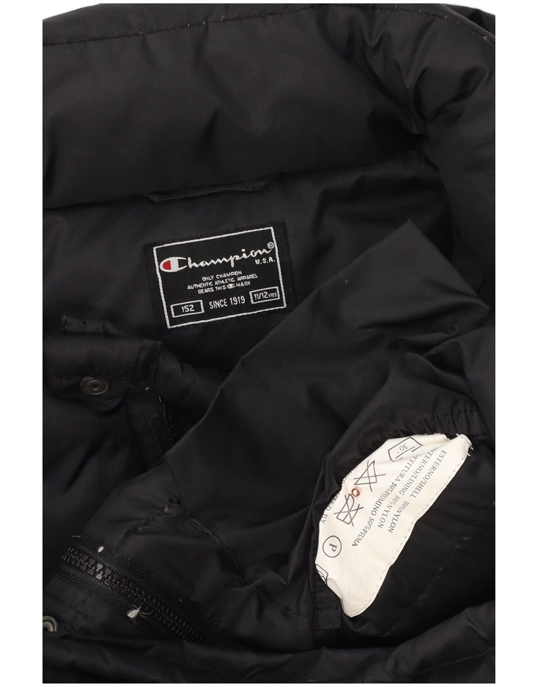 CHAMPION Veste matelassée à capuche garçon 11-12 ans Noir Polyester