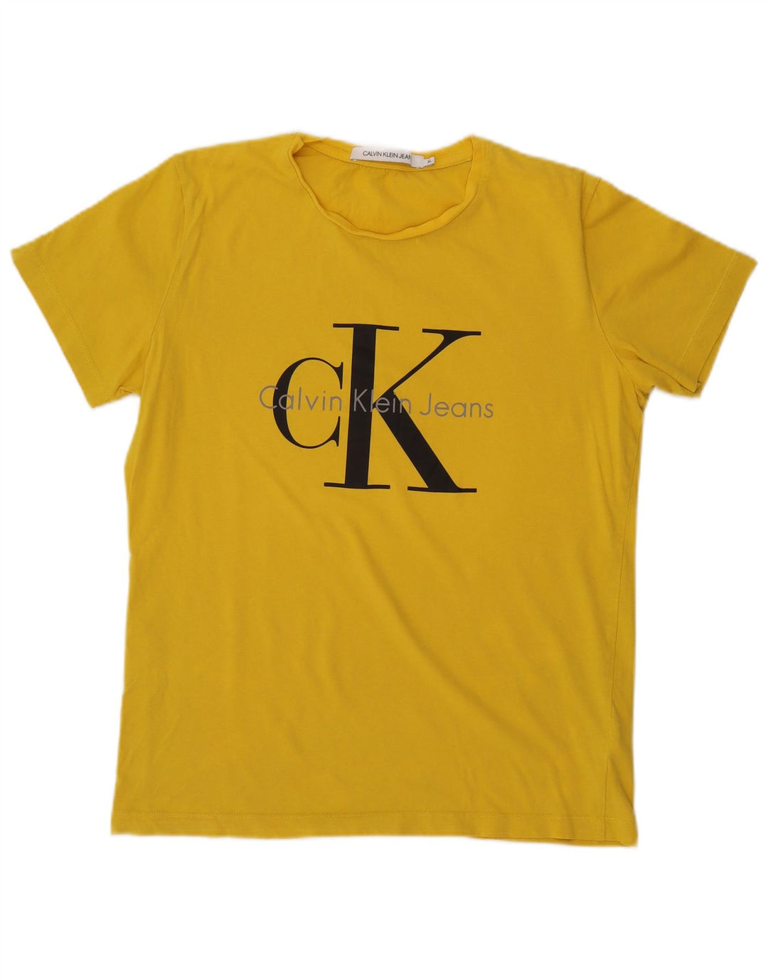 CALVIN KLEIN JEANS T-shirt graphique pour femme UK 18 XL Jaune Coton