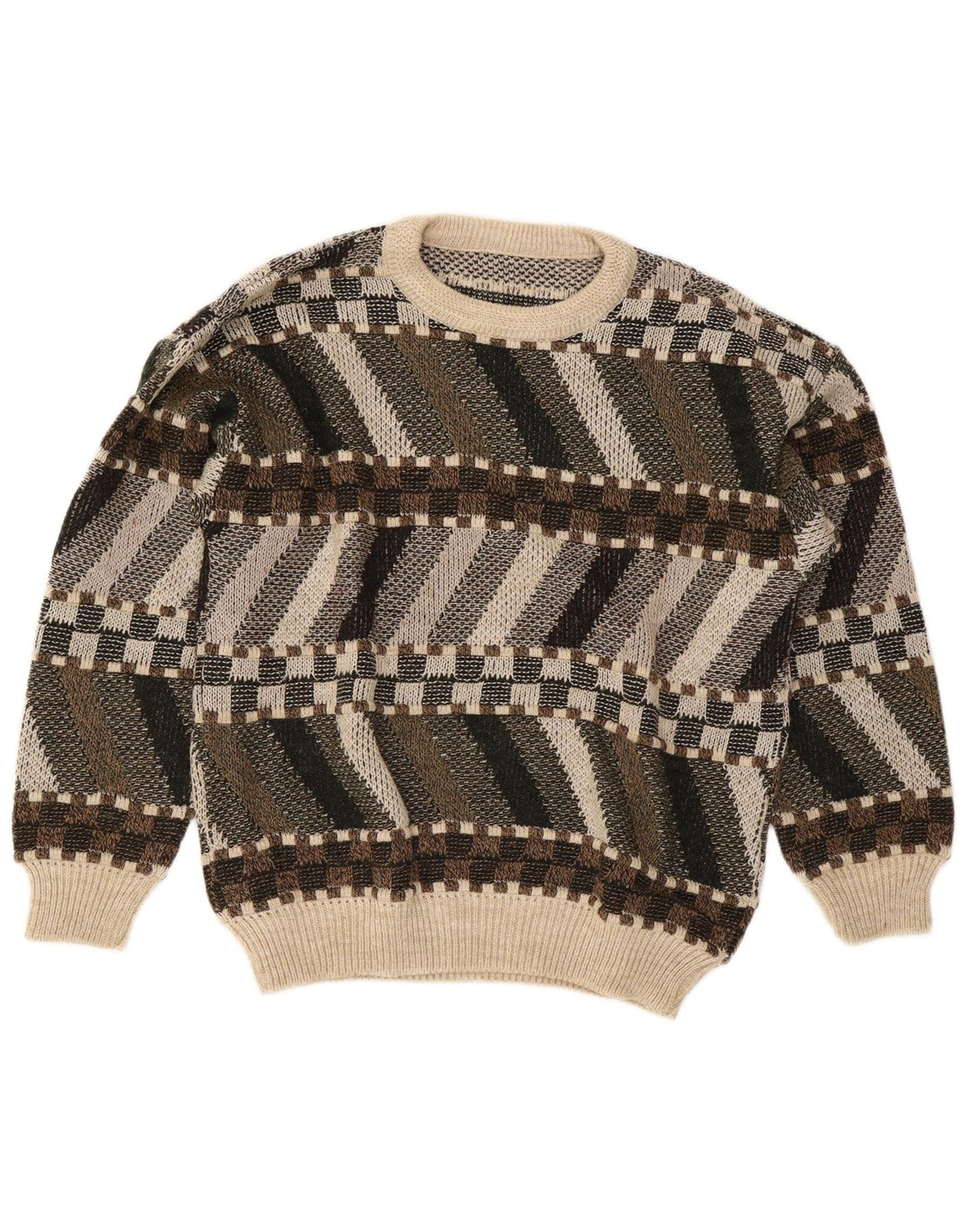 Vintage Homme Ras Du Cou Pull Pull IT 48/50 Moyen Multicolore