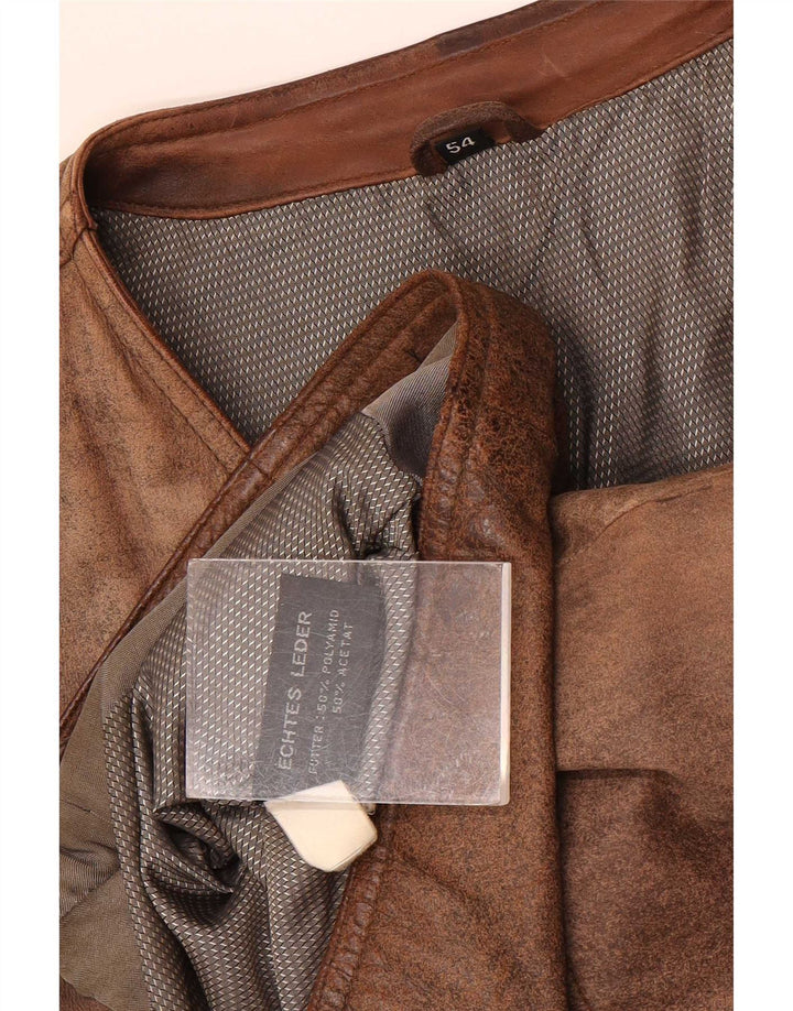 gilet utilitaire en cuir vintage pour homme EU 54 2XL Marron