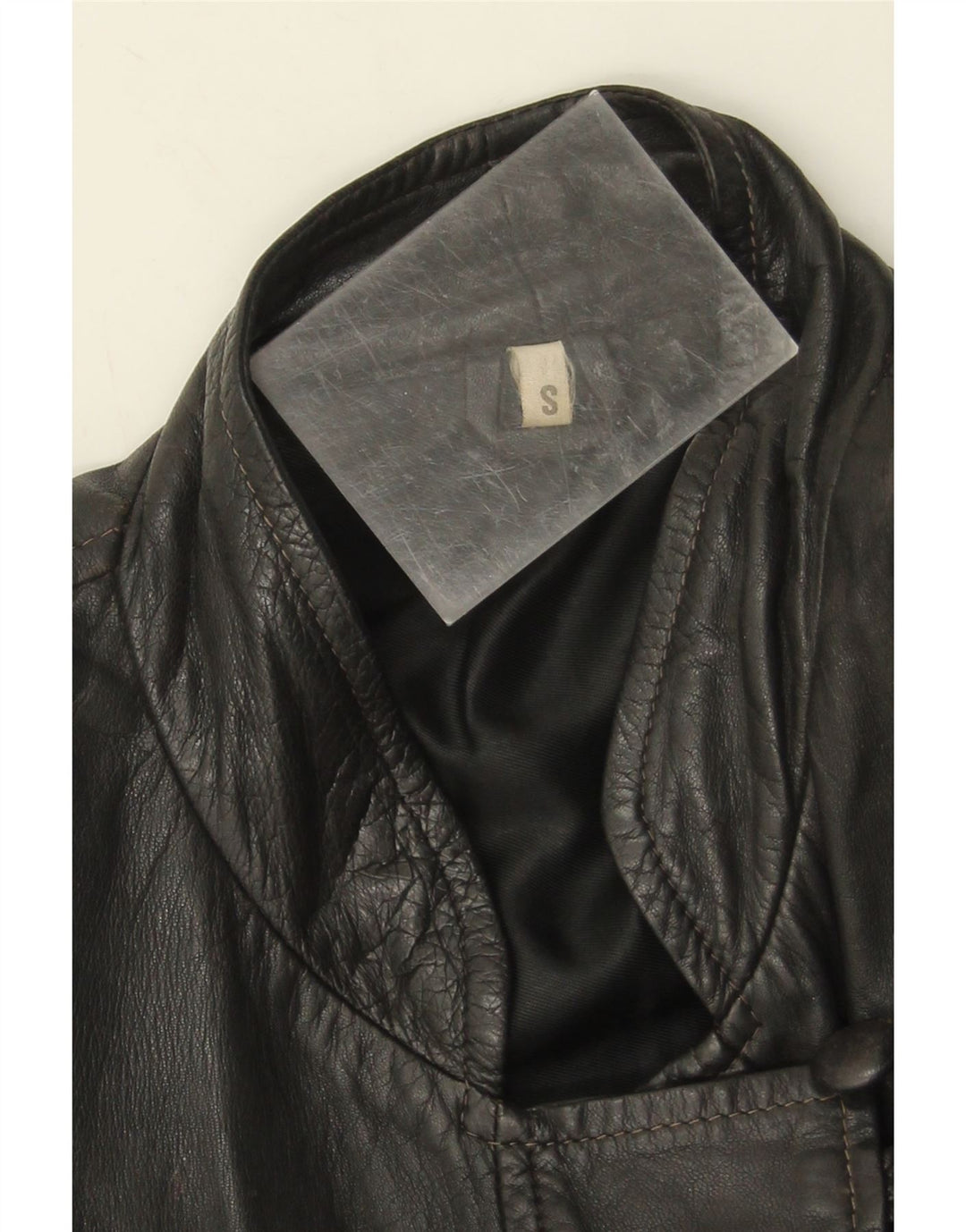 Veste en cuir surdimensionnée femme vintage UK 10 Petit cuir noir