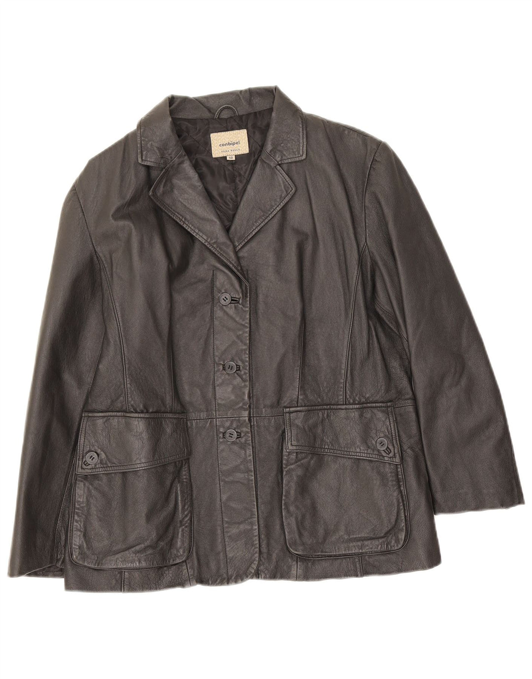 Conbipel Veste Blazer En Cuir À 3 Boutons Femme IT 48 XL Noir