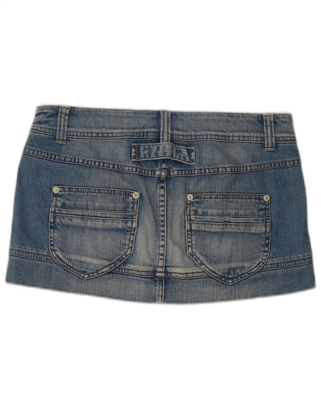 Benetton Femme Mini Jupe En Jean IT 42 Moyen W32 Bleu Coton