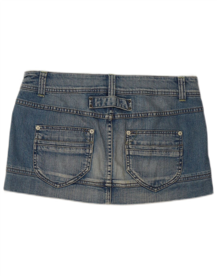 Benetton Femme Mini Jupe En Jean IT 42 Moyen W32 Bleu Coton
