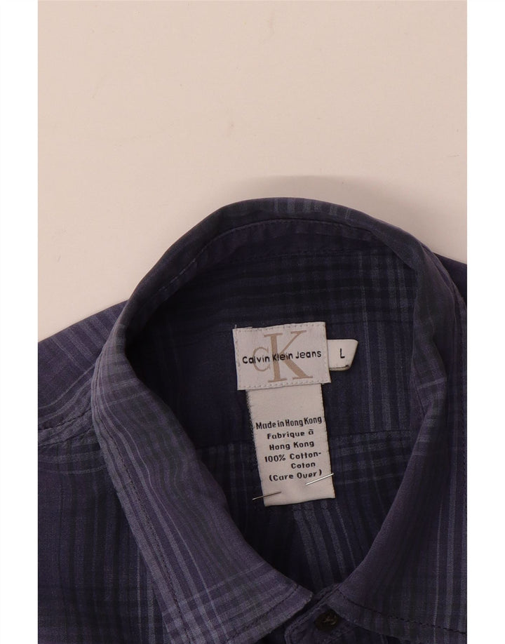 Calvin Klein Jeans Chemise à manches courtes pour homme en coton à carreaux bleus