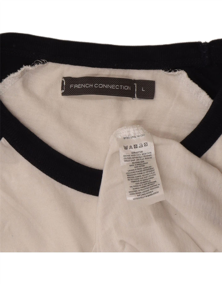 French Connection T-Shirt Femme Blanc Large Coton Colorblock