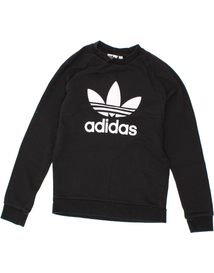 ADIDAS Mens Graphic Sweatshirt Jumper Small Black Cotton Vintage Adidas and Second-Hand Adidas from Messina Hembry 