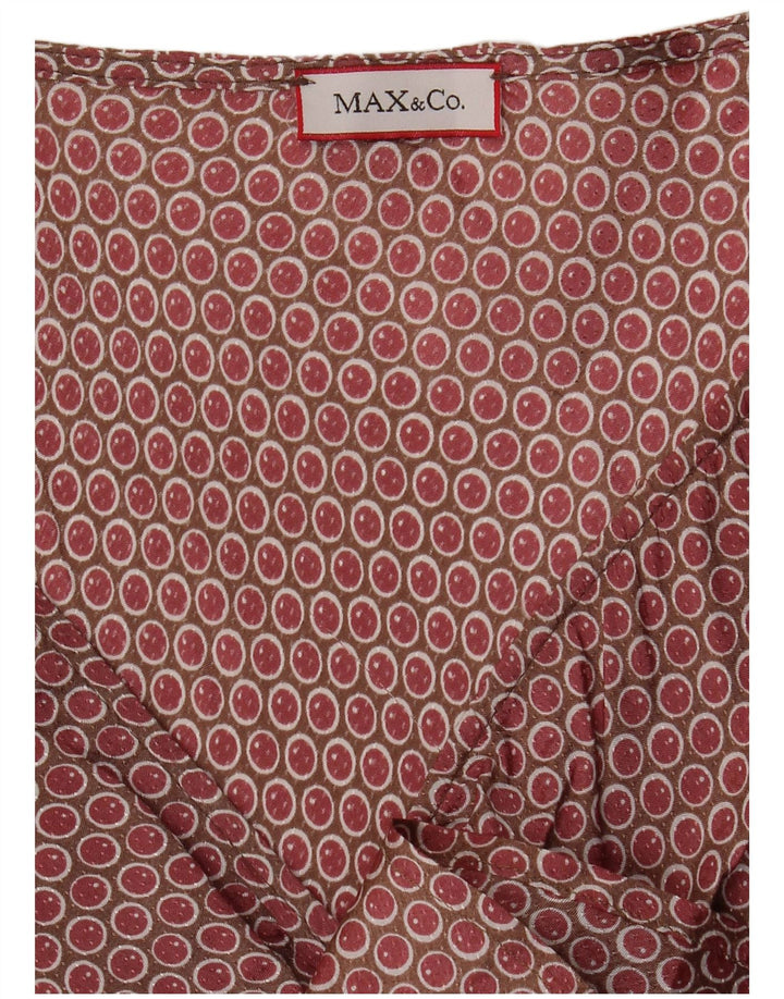 MAX & CO. Robe trapèze à nouer sur le devant pour femme UK 12, bordeaux moyen à pois