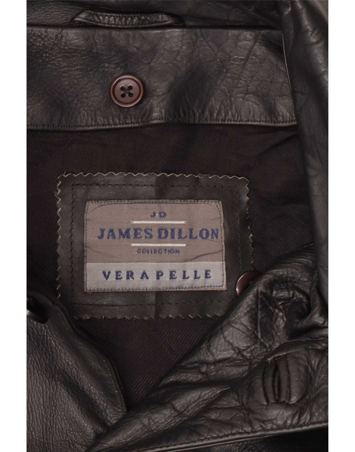James Dillon Veste en cuir pour homme UK 42 XL Noir