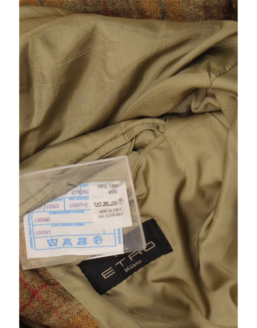 ETRO Mens 3 Button Blazer Jacket UK 40 Large Beige Check Wool