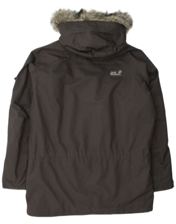 Jack Wolfskin Mens Hooded Sherpa Parka Jacket UK 44/46 XL Grey Polyester