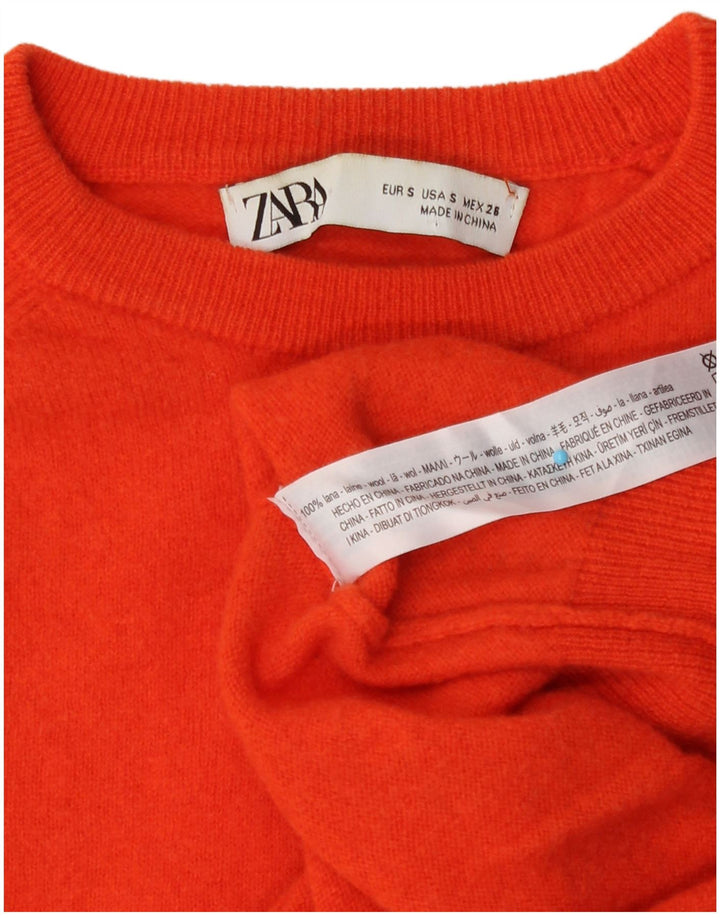 Zara Pull à col rond pour homme en laine orange Small