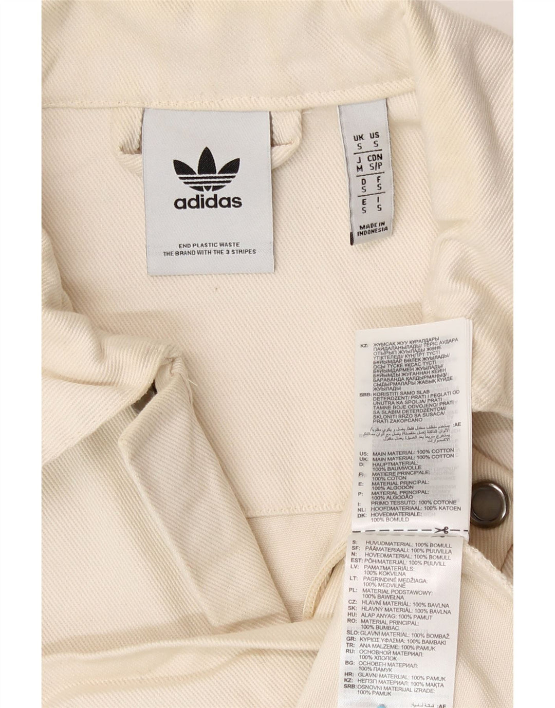 Adidas Veste Bomber Homme UK 36 Petit Coton Blanc Cassé