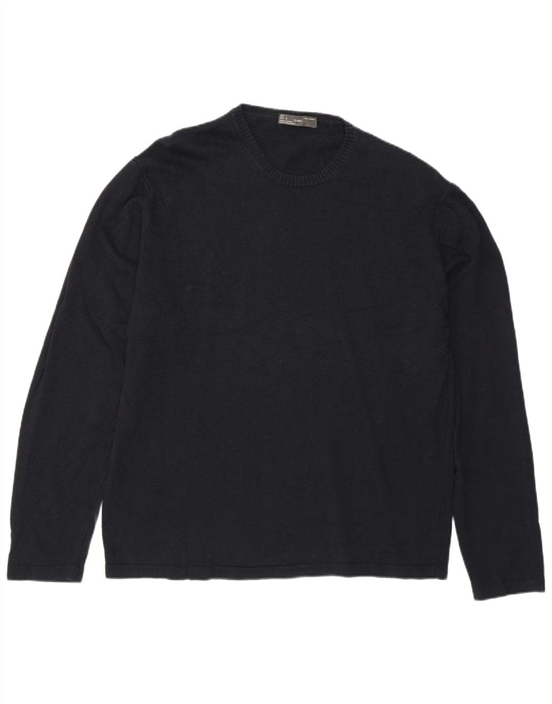 Zara Pull à col rond pour homme en coton bleu marine Taille L